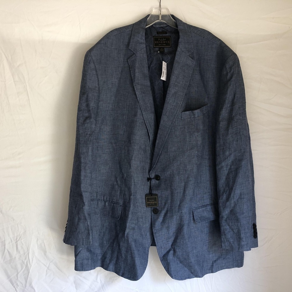 Jos. A. Bank Reserve Sport Coat Mens 2XL Blue Linen Traditional Blazer Jacket